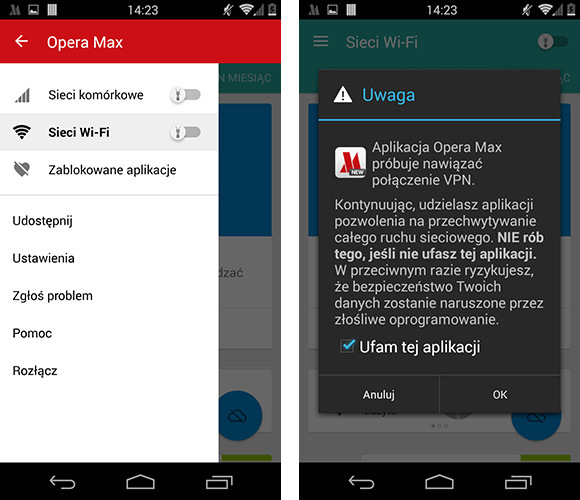 Opera Max - aktywacja aplikacji i usługi