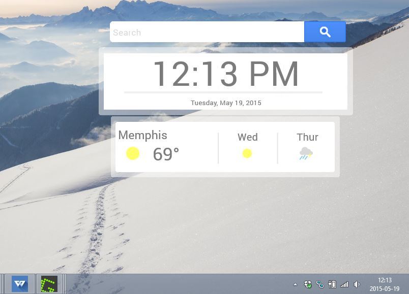 Widżety wyszukiwarki, pogody i zegara Google