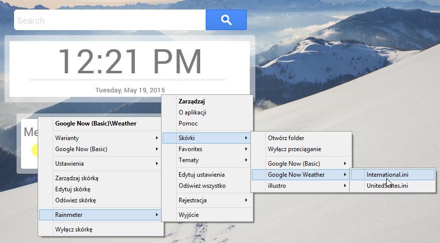 Aktywacja nowego widżetu pogodowego Rainmeter