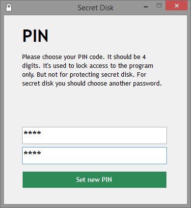 Skonfigurowanie numeru PIN w Secret Disk