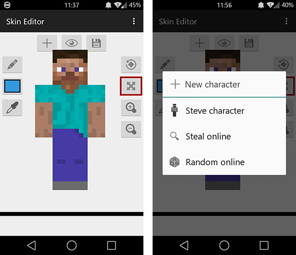 Skin Editor - główny interfejs aplikacji Skin Editor