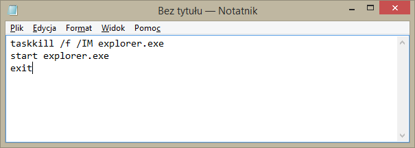 Skrypt do restartowania Eksploratora Windows