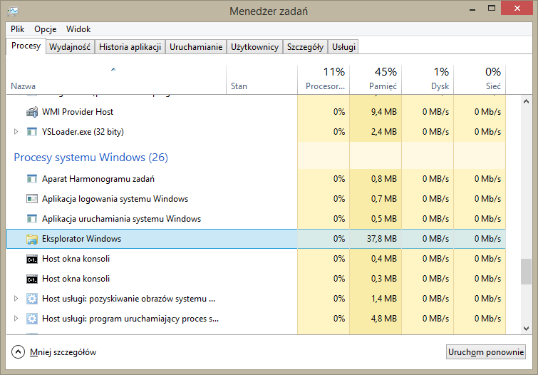 Restartowanie Eksploratora Windows