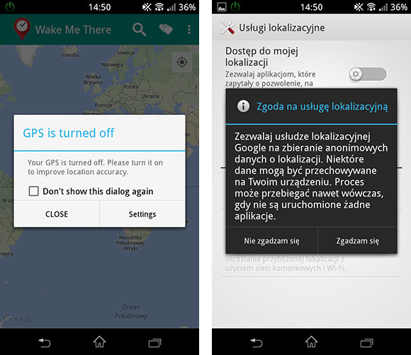 Wake Me There - dostęp do lokalizacji w telefonie