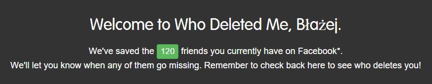 Who Deleted Me - informacje o ilości znajomych