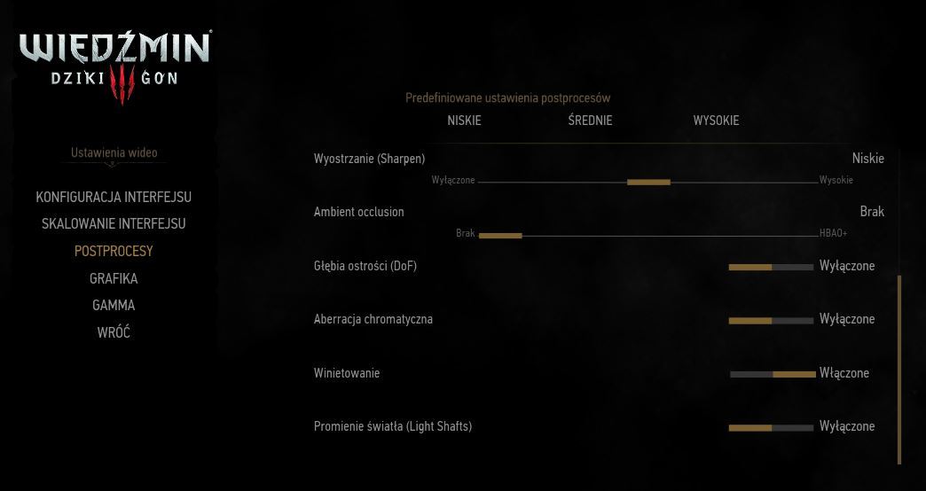 Ustawienia postprocesów w Wiedźminie 3