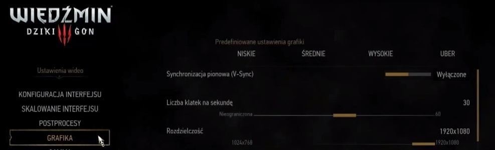 Ustawienia klatek na sekundę i Vsync w Wiedźminie 3