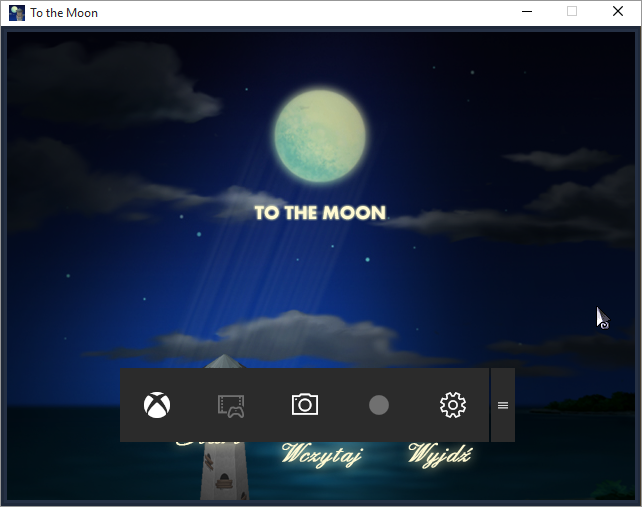 Menu zrzutów ekranu i nagrywania w Xbox App / Windows 10