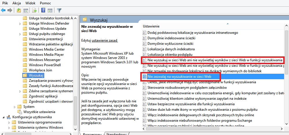 Ekran lokalnych zasad grup w Windows 10