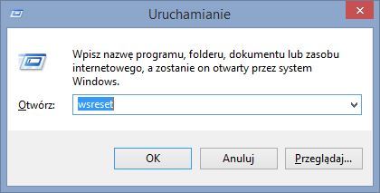 Wsreset - resetowanie cache Sklepu Windows