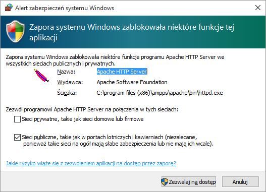 Alert zabezpieczeń systemu Windows