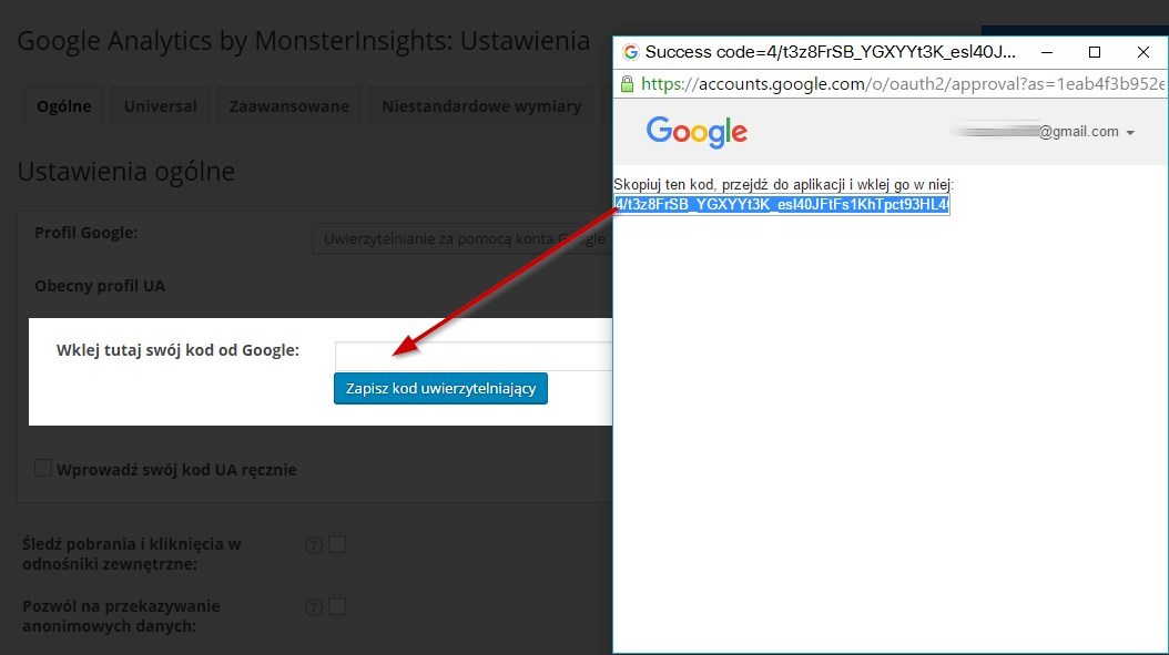 Google Analytics - kod potwierdzający