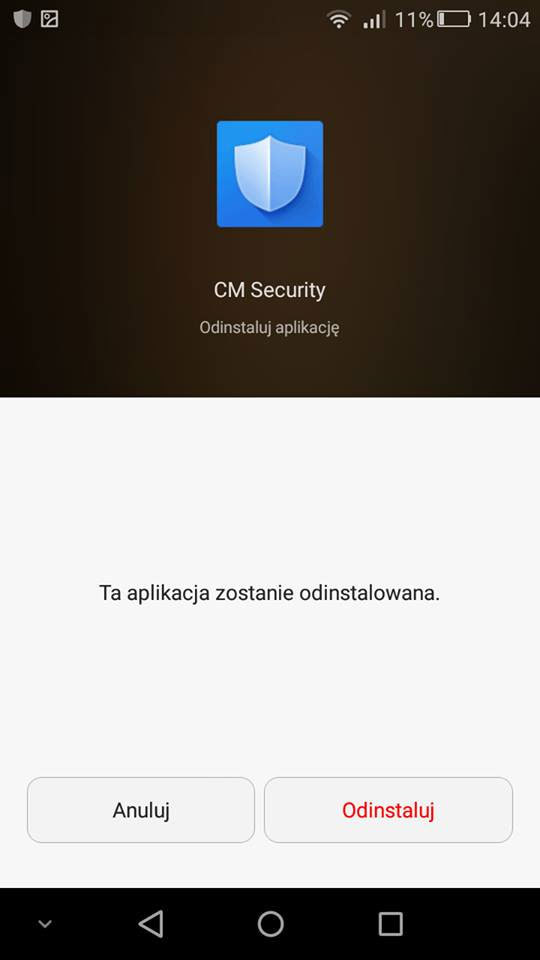 Odinstaluj CM Security