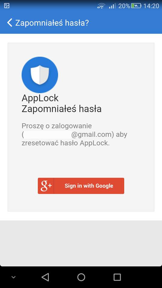 CM Security - zaloguj się na koncie Google, by odzyskać hasło