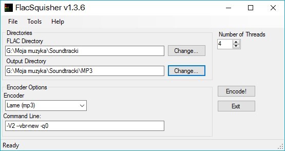 FlacSquisher - ustawienia folderów