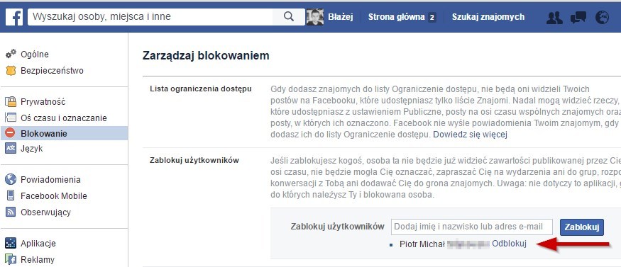 Odblokowywanie znajomych na Facebooku