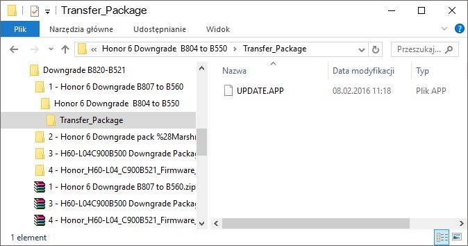 Przekopiuj plik UPDATE.APP do pamięci telefonu z paczki #1