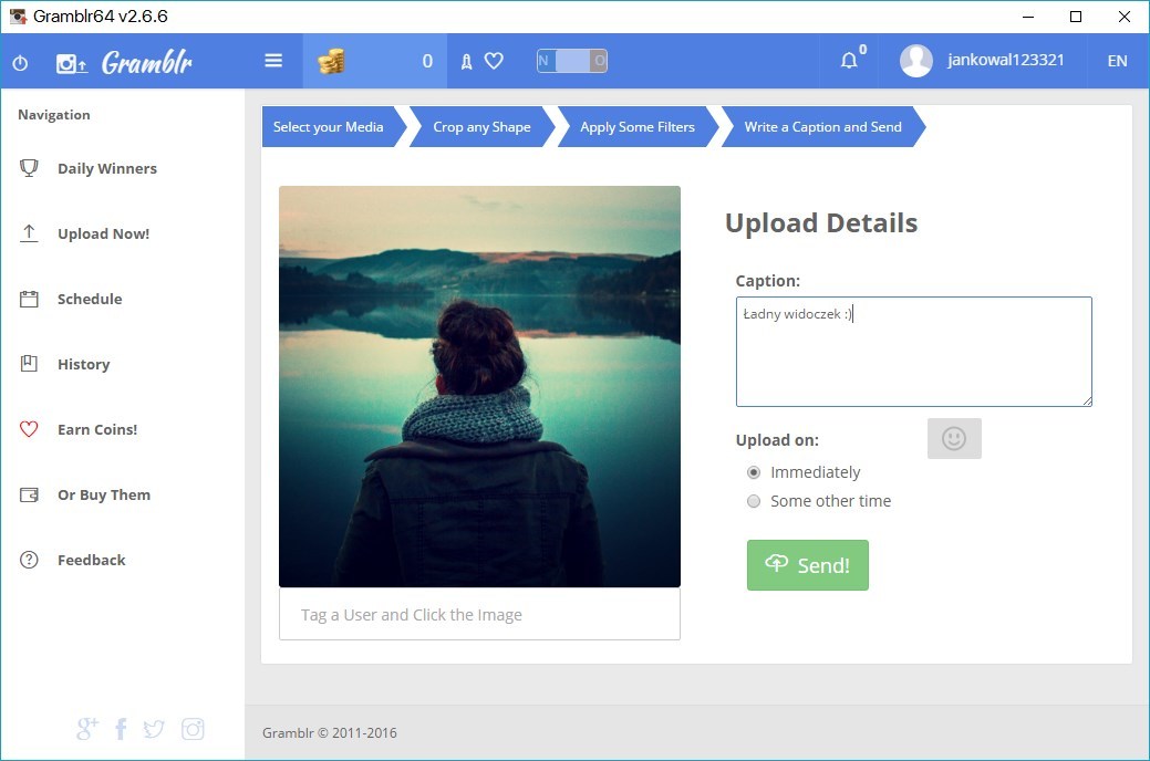 Gramblr - dodawanie opisu do zdjęcia