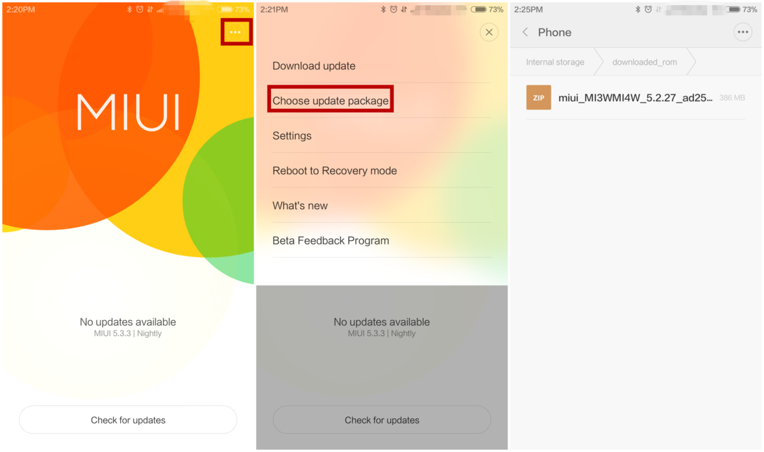 Aktualizacja MIUI za pomocą aplikacji Updater