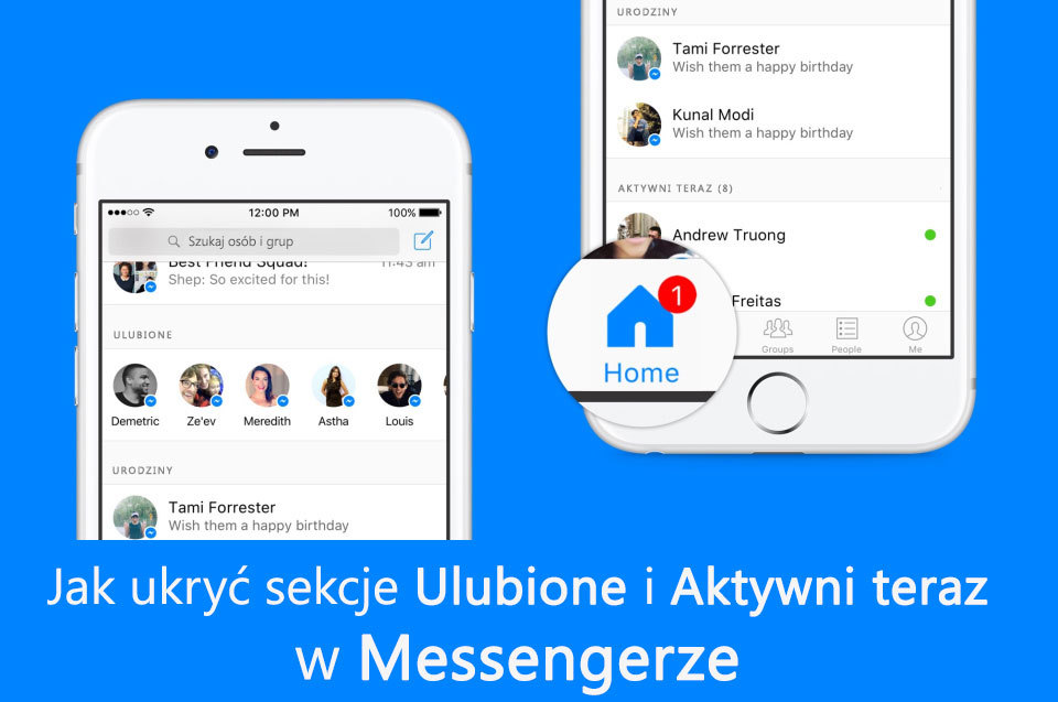 Messenger - jak ukryć ulubione i aktywni teraz