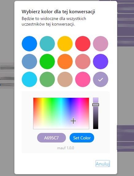 Zmiana koloru w Messengerze