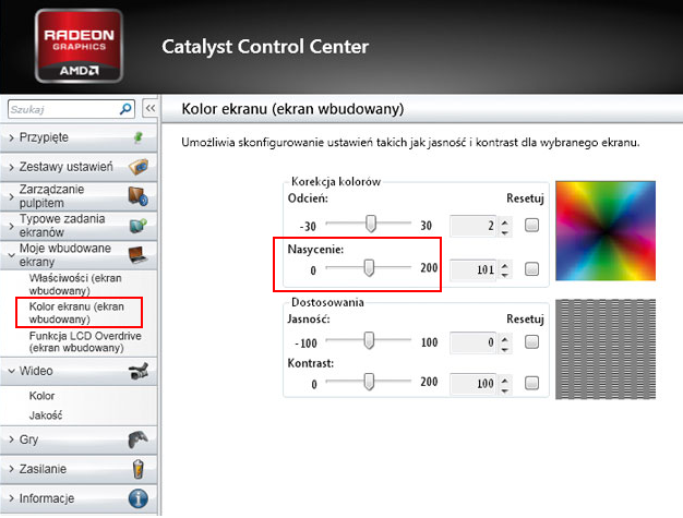 Nasycenie - Catalyst Control Center