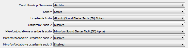 OBS - ustawienia dźwięku
