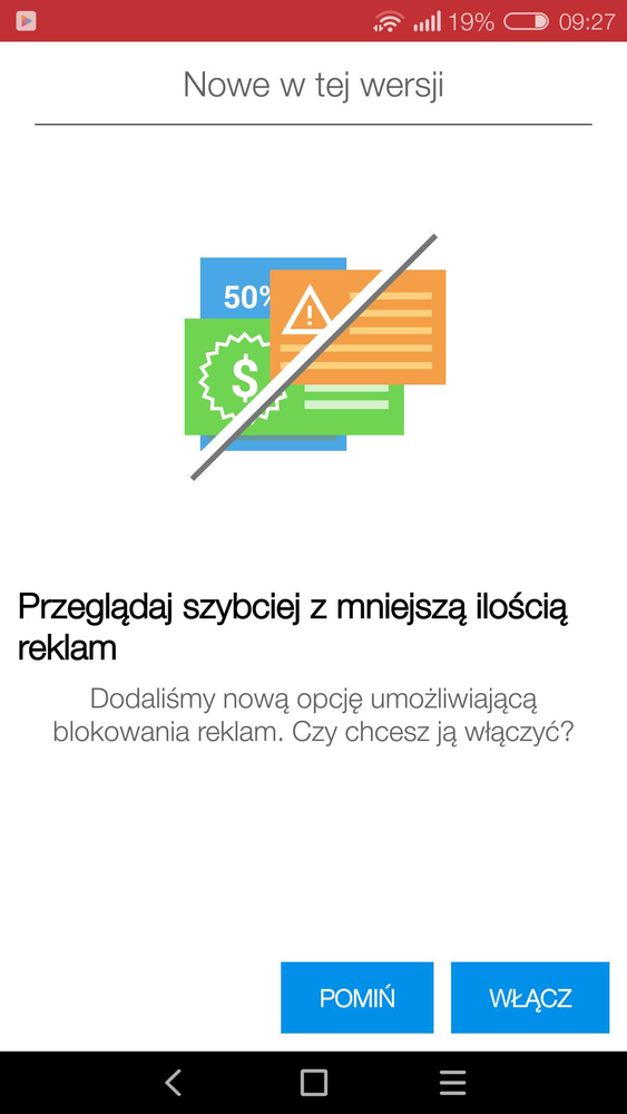 Włącz blokadę reklam w Operze Mini