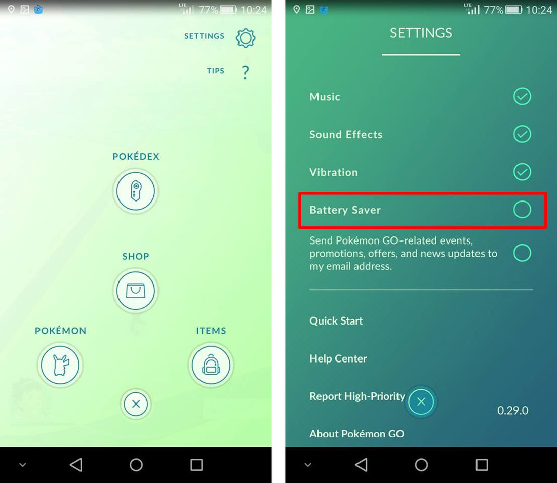 Battery Saver w Pokemon GO