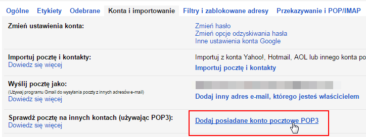 Ustawienia kont i importowanie - Gmail