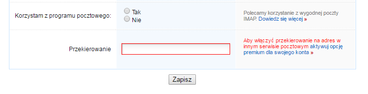Interia - przekierowanie poczty