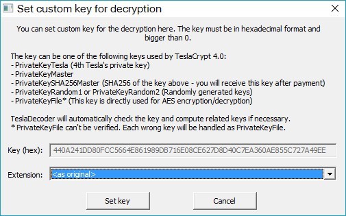 TeslaDecoder - ustawianie klucza deszyfrującego