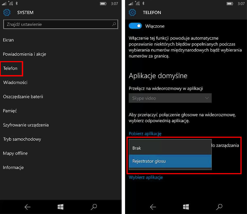 Włącz funkcję rejestrowania głosu w Windows 10 Mobile