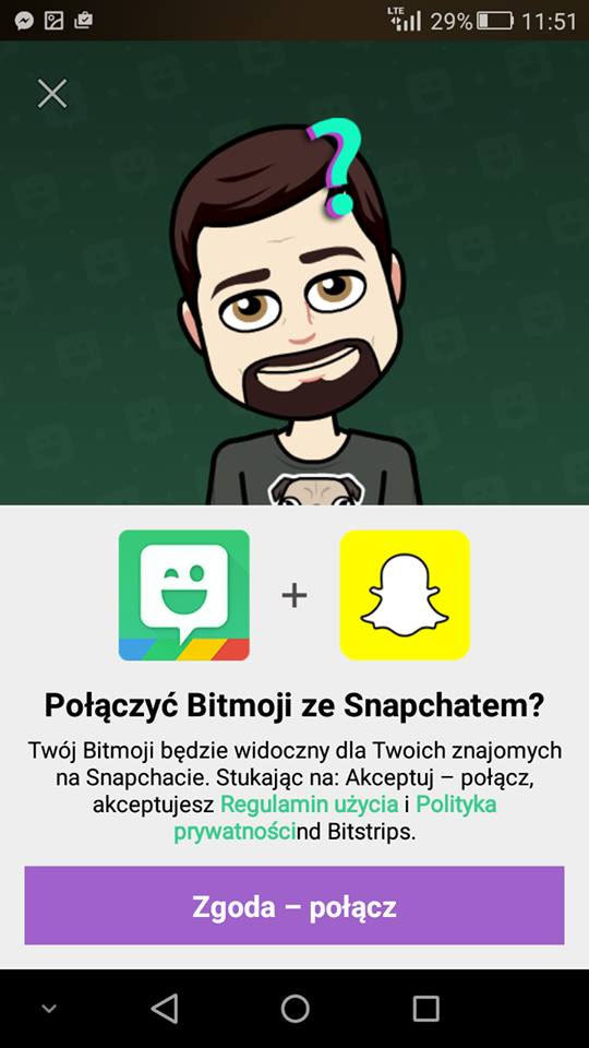 Połączenie bitmoji ze snapchatem