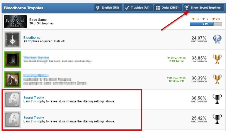 Pokaż ukryte trofea - PSN Profiles