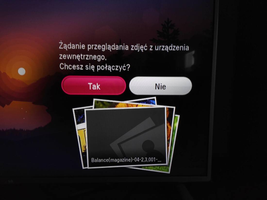 Akceptacja wyświetlenia materiału z Androida na TV