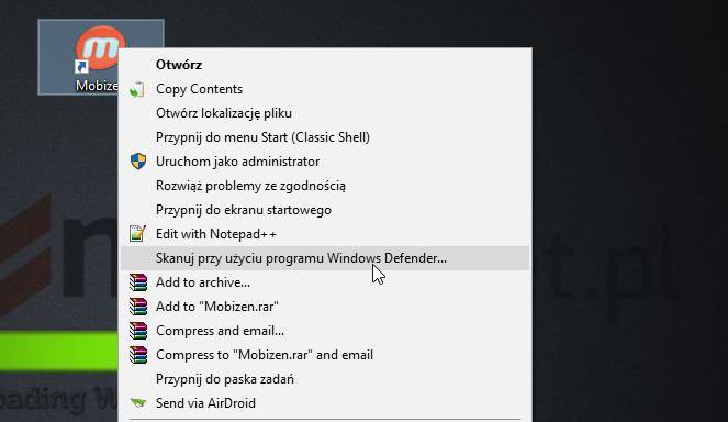 Windows Defender - jak usunąć z menu kontekstowego