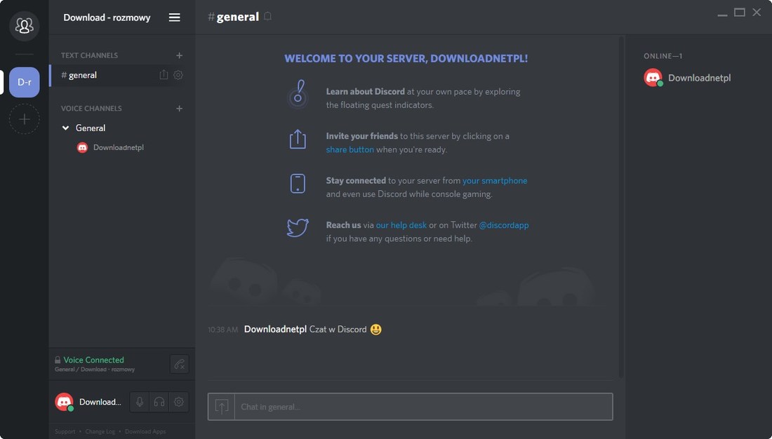 Discord - ekran główny programu