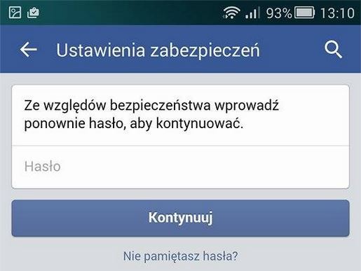 Facebook - potwierdzenie tożsamości w ustawieniach zabezpieczeń