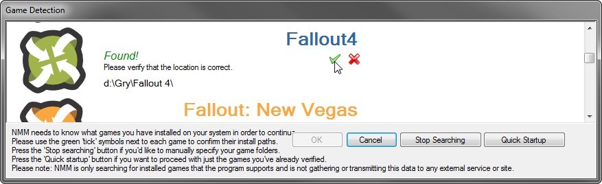 Nexus Mod Manager - wykrywanie gier