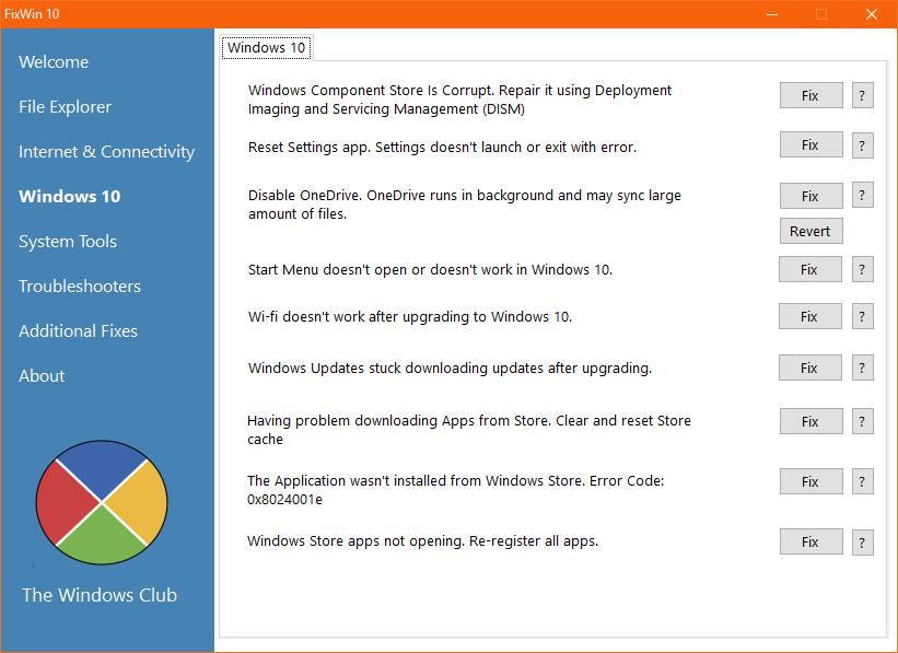FixWin 10 - rozwiązania dla Windows 10