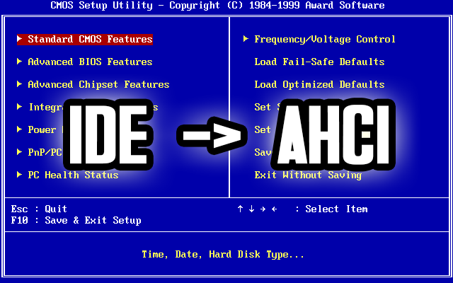 Zmiana trybu IDE na AHCI po instalacji Windowsa