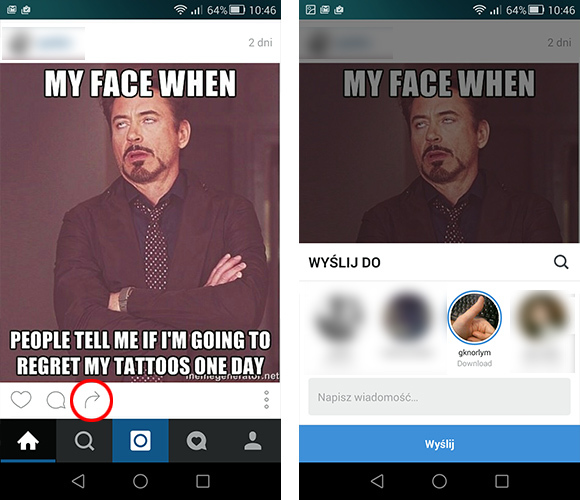Instagram - udostępnianie zdjęcia