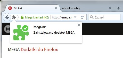Pomyślnie zainstalowany dodatek
