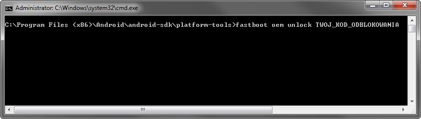 Komenda fastboot na odblokowanie bootloadera