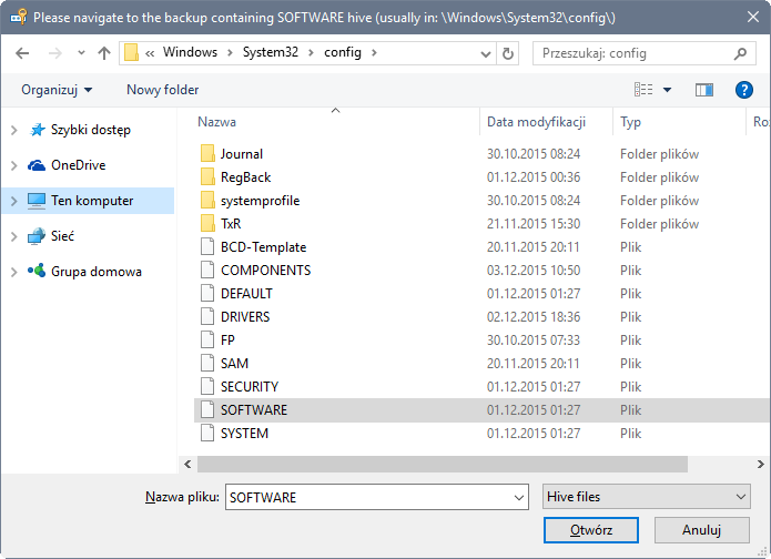 Odzyskiwanie klucza z folderu Windows / Windows.old