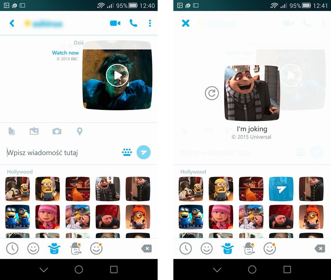 Skype - moji na Androidzie