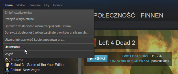 Steam - menu główne