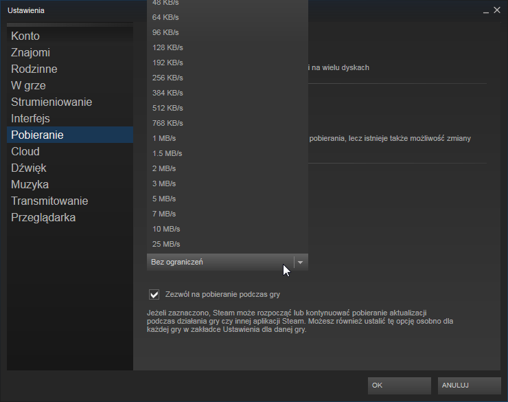Ustawianie ograniczenia w Steam