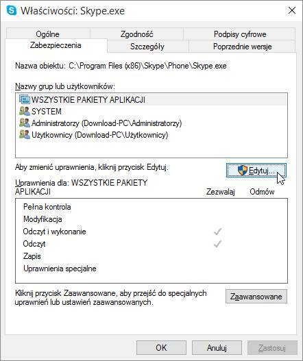 Skype - ustawienia zabezpieczeń